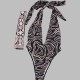 Printed bikini one-piece swimsuit with headscarf PH2554-1