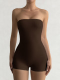Strapless high elasticity slim fitting jumpsuit