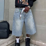 Straight-leg wide-leg loose seven-eighths jeans