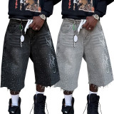 Straight-leg wide-leg loose seven-eighths jeans