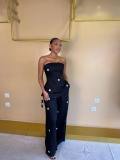 Polka dot strapless vest top, high waisted pants set