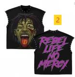 Double sided printed old rivet vest