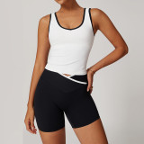 Tank top+cross waist flared shorts set