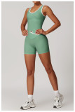 Tank top+cross waist flared shorts set