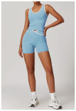Tank top+cross waist flared shorts set