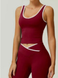 Tank top+cross waist flared shorts set