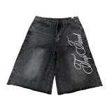 Straight-leg wide-leg loose seven-eighths jeans