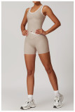 Tank top+cross waist flared shorts set