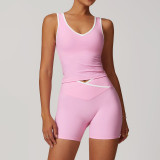 Tank top+cross waist flared shorts set