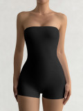 Strapless high elasticity slim fitting jumpsuit