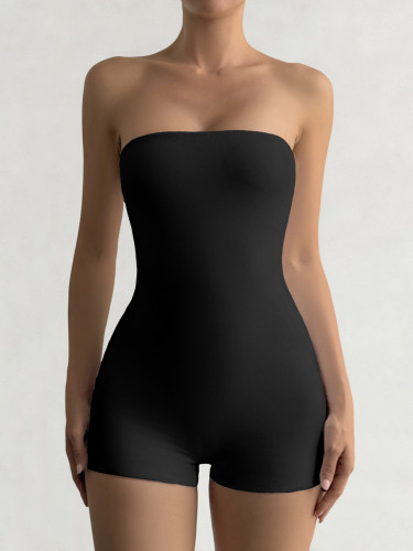 Strapless high elasticity slim fitting jumpsuit