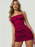 Side drawstring design with hip hugging and short skirt