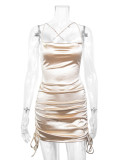 Side drawstring design with hip hugging and short skirt