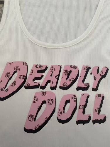 Sexy Letter Print U-Neck Tank Top HMY787305640857