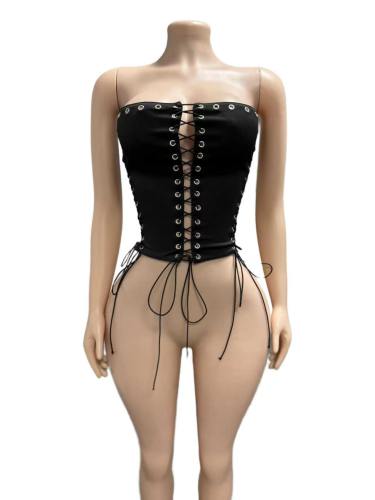 Strap strapless top, waist cinching vest FC1445