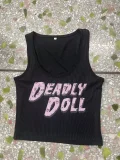 Sexy Letter Print U-Neck Tank Top HMY787305640857