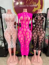 Fun hollow perspective mesh high stretch dress