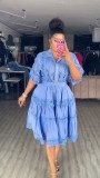 Lace hollow hook flower short top high waisted lace patchwork skirt set