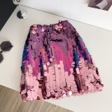 Heavy industry sequined high waisted hip hugging short skirt