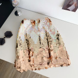 Heavy industry sequined high waisted hip hugging short skirt