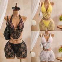 Lace Hanging Neck Swinging Neck Three Piece Swimsuit Set Lace Hanging Neck Swinging Neck Three Piece Swimsuit Set