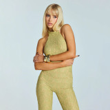 Lace hanging neck backless jumpsuit