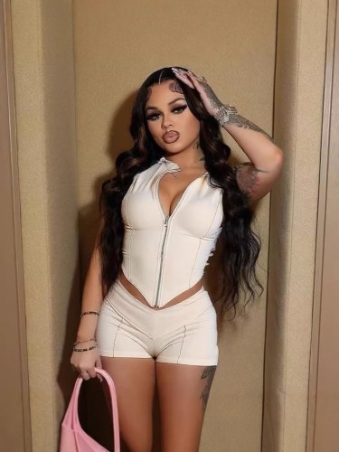Solid color tight vest shorts set