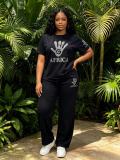 Diamond hot short sleeved wide leg pants two-piece set