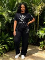 Diamond hot short sleeved wide leg pants two-piece set