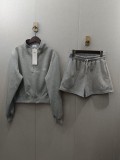 Cotton long sleeved hoodie and shorts set