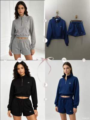 Cotton long sleeved hoodie and shorts set