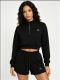 Cotton long sleeved hoodie and shorts set
