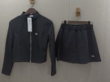 Cotton long sleeved jacket and short skirt set