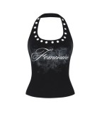 Hanging neck and exposed navel basic vest