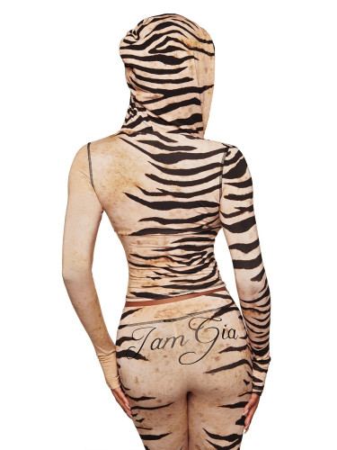 Printed hooded long sleeved two-piece set HR25071-4