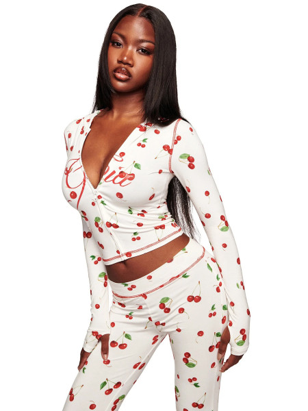 Printed hooded long sleeved two-piece set HR25071-4