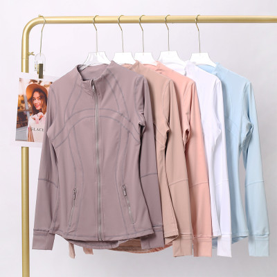 Stand up collar sports tight fitting breathable stretch jacket yoga jacket