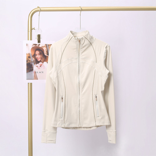 Stand up collar sports tight fitting breathable stretch jacket yoga jacket