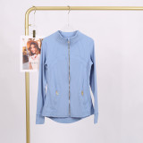 Stand up collar sports tight fitting breathable stretch jacket yoga jacket