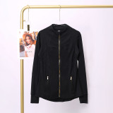 Stand up collar sports tight fitting breathable stretch jacket yoga jacket
