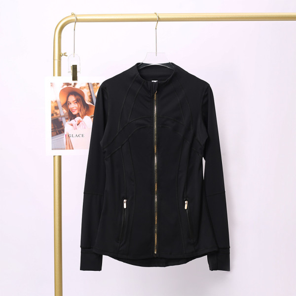 Stand up collar sports tight fitting breathable stretch jacket yoga jacket
