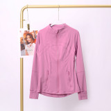 Stand up collar sports tight fitting breathable stretch jacket yoga jacket
