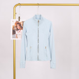 Stand up collar sports tight fitting breathable stretch jacket yoga jacket