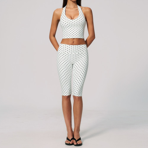 Wave point yoga suit set