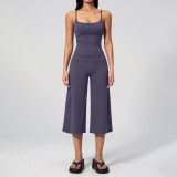 Strap vest, high waisted mid pants yoga suit set