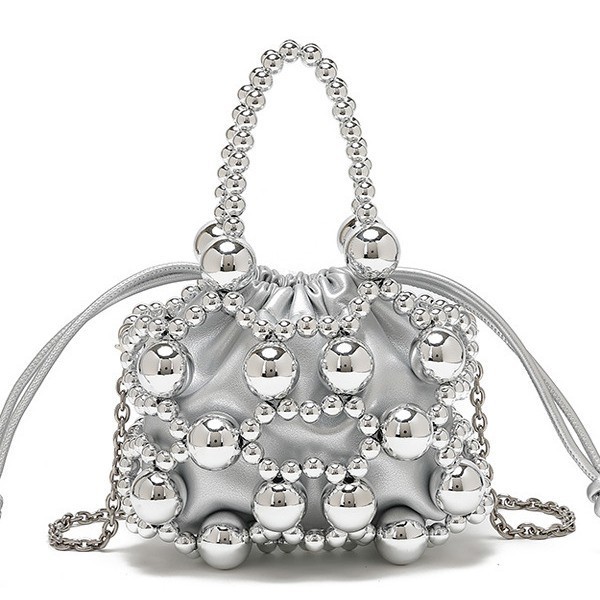 Handheld beaded water bucket bag, single shoulder crossbody bag