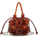 Handheld beaded water bucket bag, single shoulder crossbody bag