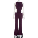 Sleeveless side hollowed out backless one-piece leggings set