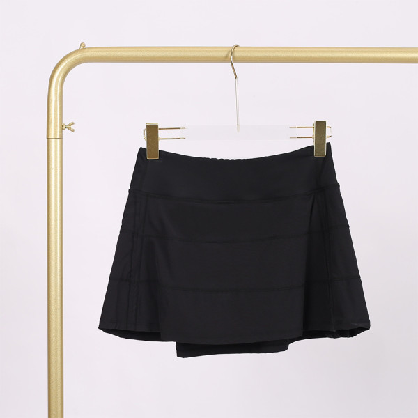 Triple pleated skirt, fitness sports anti glare elastic breathable tennis short skirt