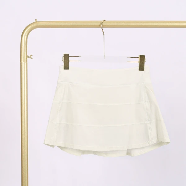Triple pleated skirt, fitness sports anti glare elastic breathable tennis short skirt